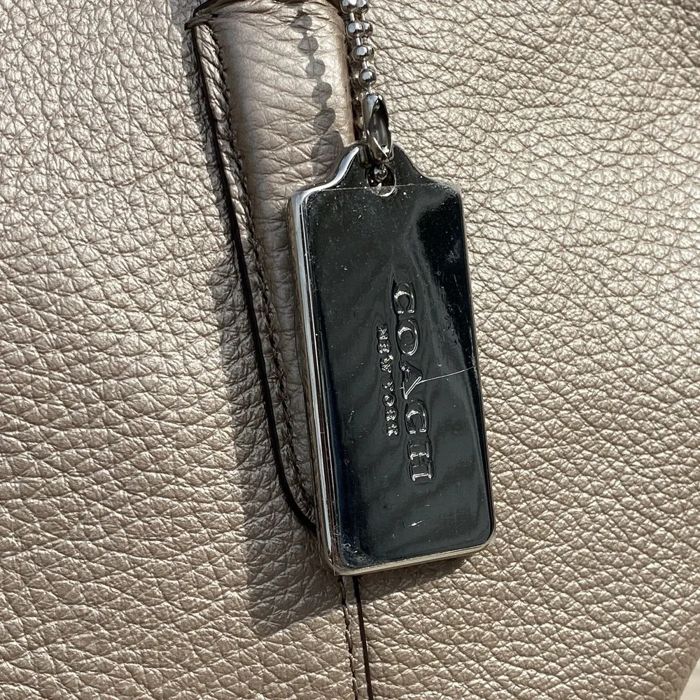Coach Ava Chain Tote Platinum Metallic Pebbled Leather Shoulder Bag F58688